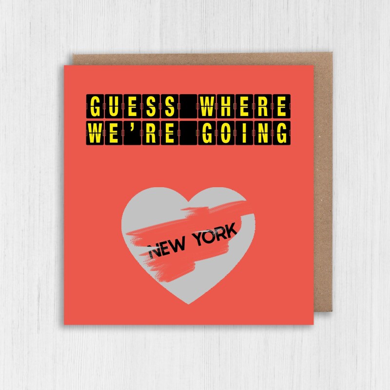 Scratch off and reveal card: Holiday, vacation, surprise destination in a choice of colours, any destination, airport departure board design - Blue - Gold