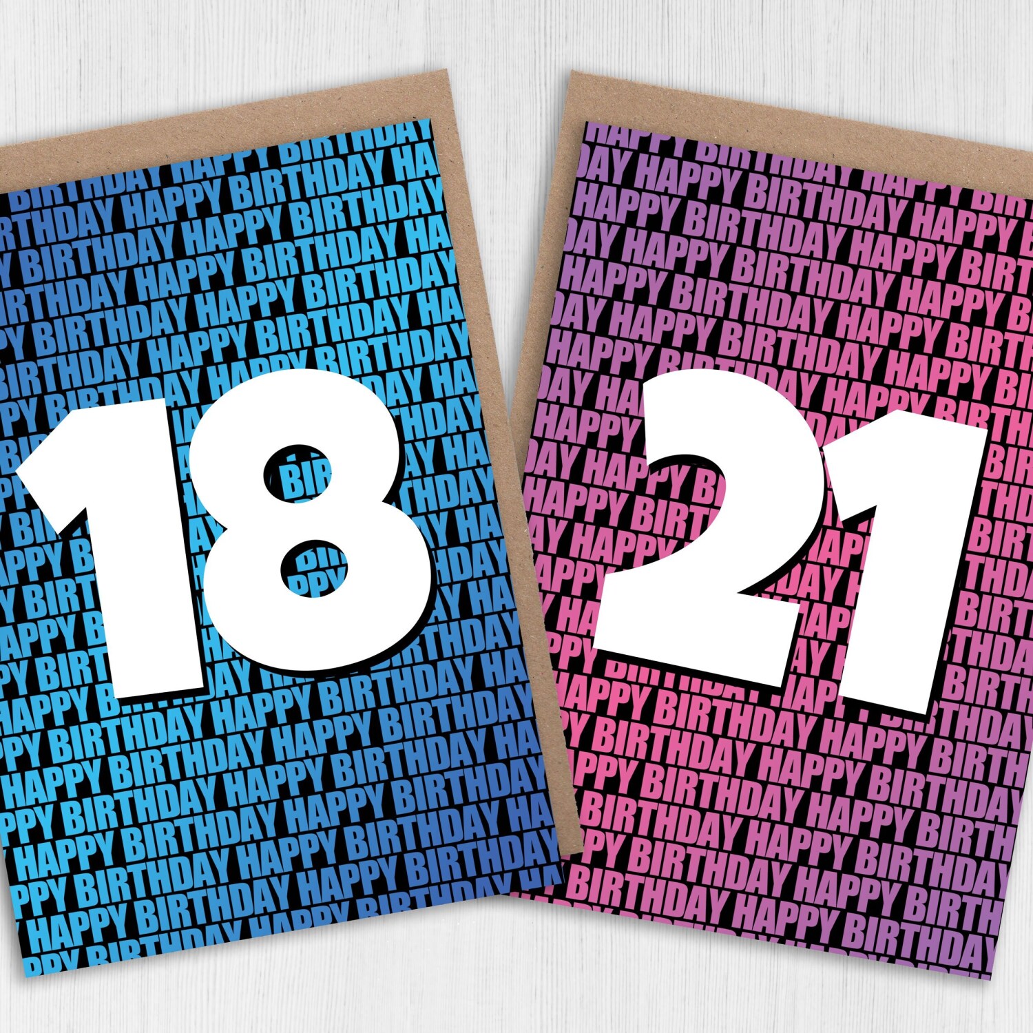 Any age, 16th, 18th, 21st, 30th, 40th, 50th, 60th, 70th happy birthday card in blue or pink (Size A6/A5/A4/Square 6x6") - A6: Single card - Blue