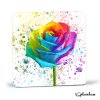 Coaster RAINBOW ROSE Splatter Art Print, High Gloss Coaster, Splash Art, Kids Room Custom Art Work Colourful Rose Art Personalised Coaster - Single Coaster