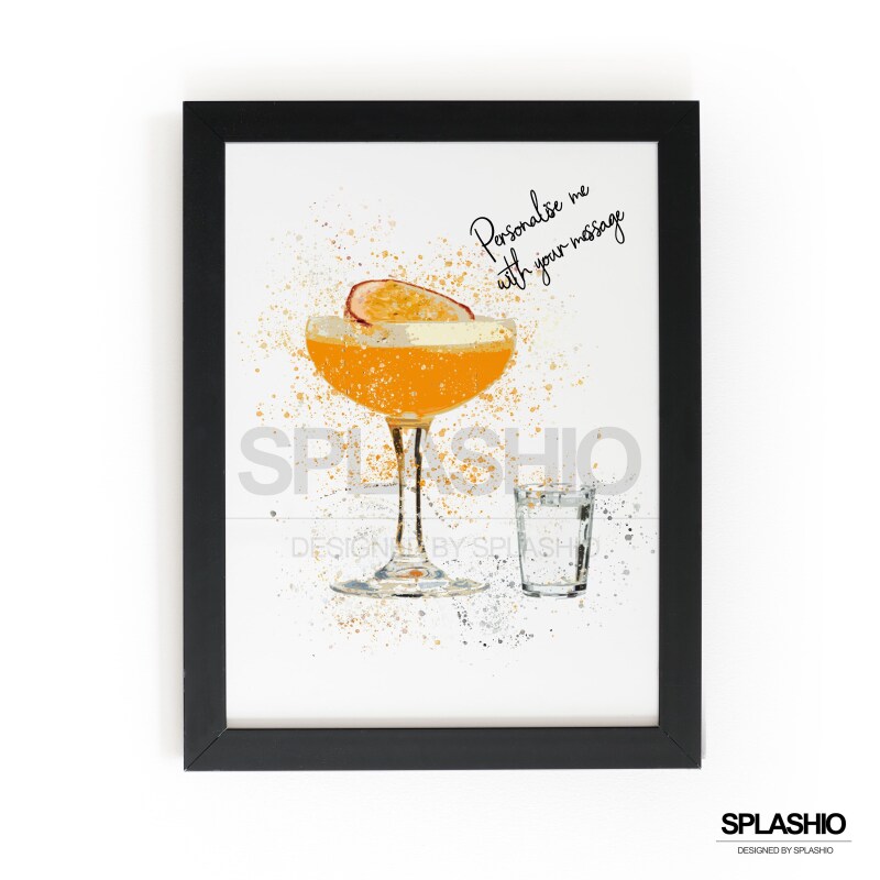 PORNSTAR MARTINI  Splatter Art Print, High Gloss Print, Splash Art, Home Decor, Home Bar Custom Drink Art Cocktails - A6