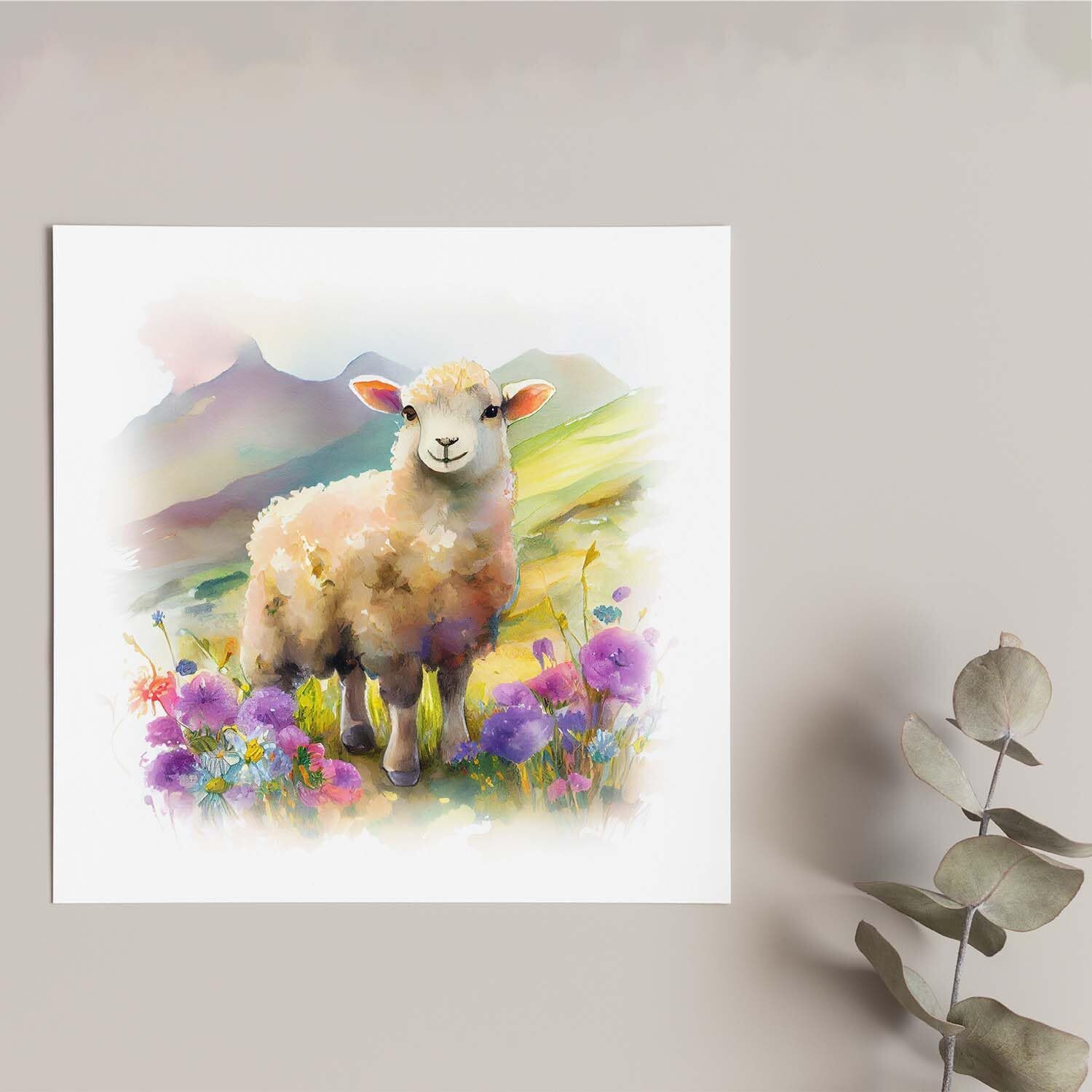 Notelet Card of a Sheep For Anyone Any Occasion Card For Her or For Him Card For Birthday or Easter Card Thank You Card - Square (6x6) / Blank Message