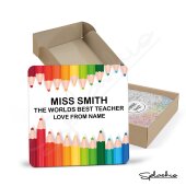 Personalised The Worlds Best Teacher Coaster | Gift Coaster | Drinks Mat | TA Gift End Of Term Gift | Gift For Teacher | School Teacher Gift