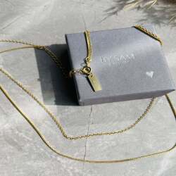 Layered gold chain necklace, gold double chain necklace - Default Title