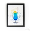 BLUE LAGOON  Splatter Art Print, High Gloss Print, Splash Art, Home Decor, Home Bar Custom Drink Art Cocktails - A6