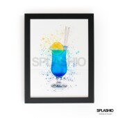 BLUE LAGOON  Splatter Art Print, High Gloss Print, Splash Art, Home Decor, Home Bar Custom Drink Art Cocktails