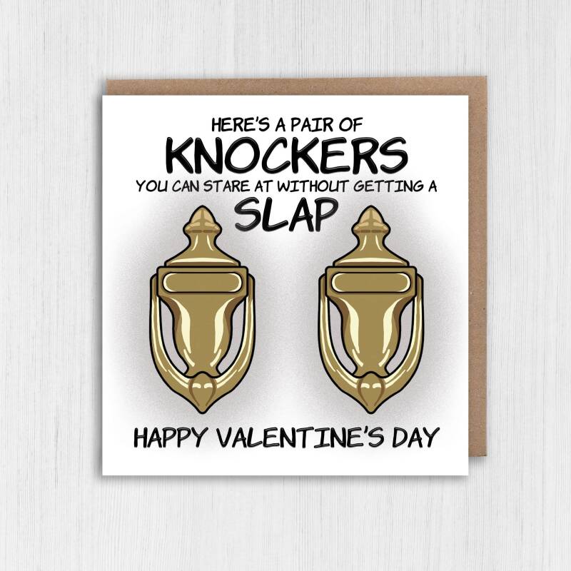 Here's a pair of knockers you can stare at without getting a slap funny, rude, breasts, boobs, tits, Valentines card (A6/A5/A4/Square 6x6") - A6: Single card