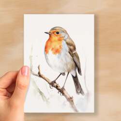 Robin Notelet Card For Anyone Cute Any Occasion Card For Her or For Him 5x7, A6 Card For Birthday or Easter Card Thank You Card Wildlife - Small (4x6) / Blank Message