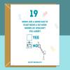 Funny 19th Birthday Card - Personalised inside if required - For Him or For Her - Perfect greetings card for someone turning 19 years old - Blank inside - Small