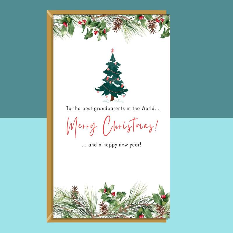 Christmas Card - Grandparents - Grandma - Nan - Grandpa - Granddad - Xmas Card - Personalised - Blank inside - Large